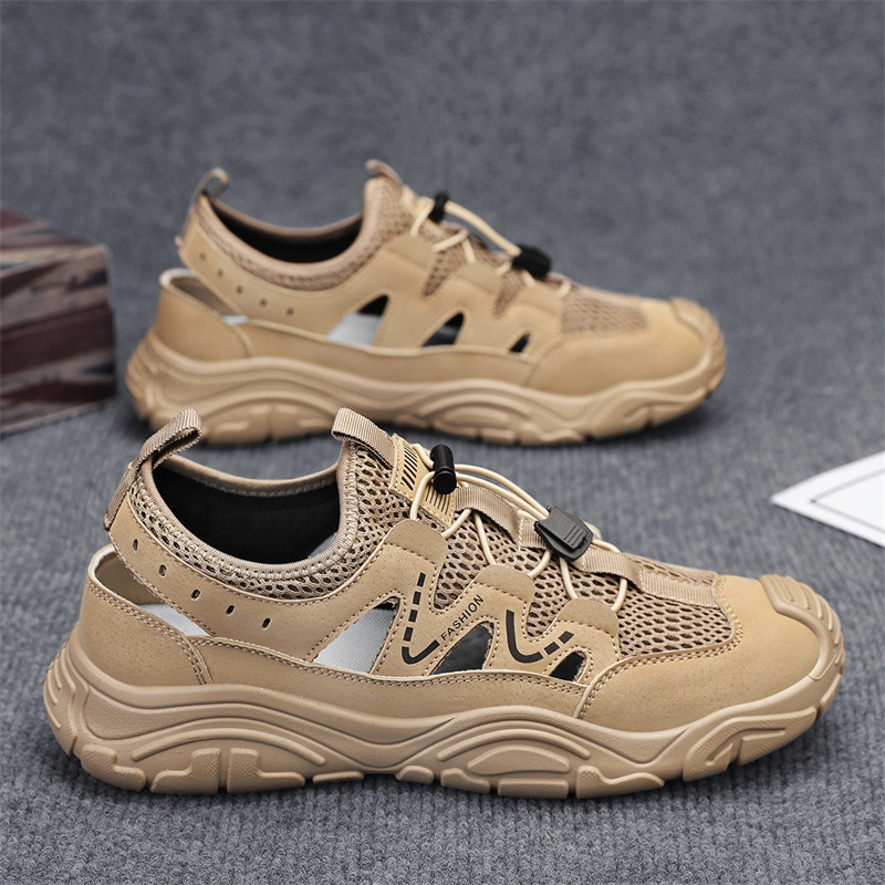 Zapatos de hombre Baotou verano 2025 nuevos zapatos deportivos al aire libre huecos y transpirables para hombres sandalias de vadeo casuales para hombres