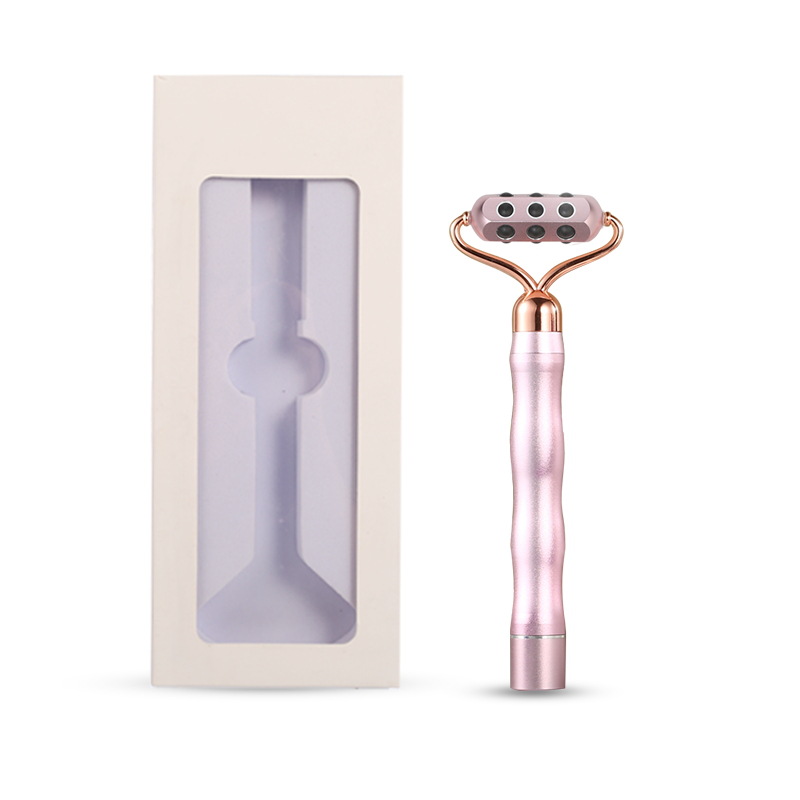 振动美容棒锗弧手柄玉石滚轮脸部按摩器金属外壳黄金棒振动美容棒