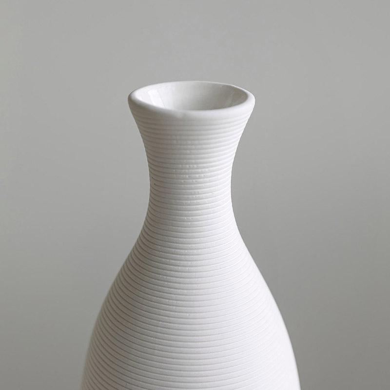 Estilo japonés boca delgada florero de cerámica blanca decoración salón arreglo de flores creativo flor seca decoración del hogar