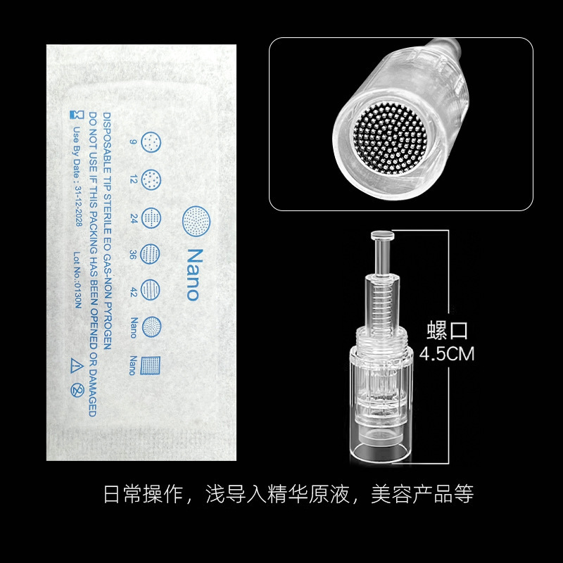 Aguja eléctrica de microagullas de tornillo blanco 12 agujas 36 agujas transbordador nano chip nano microagullas