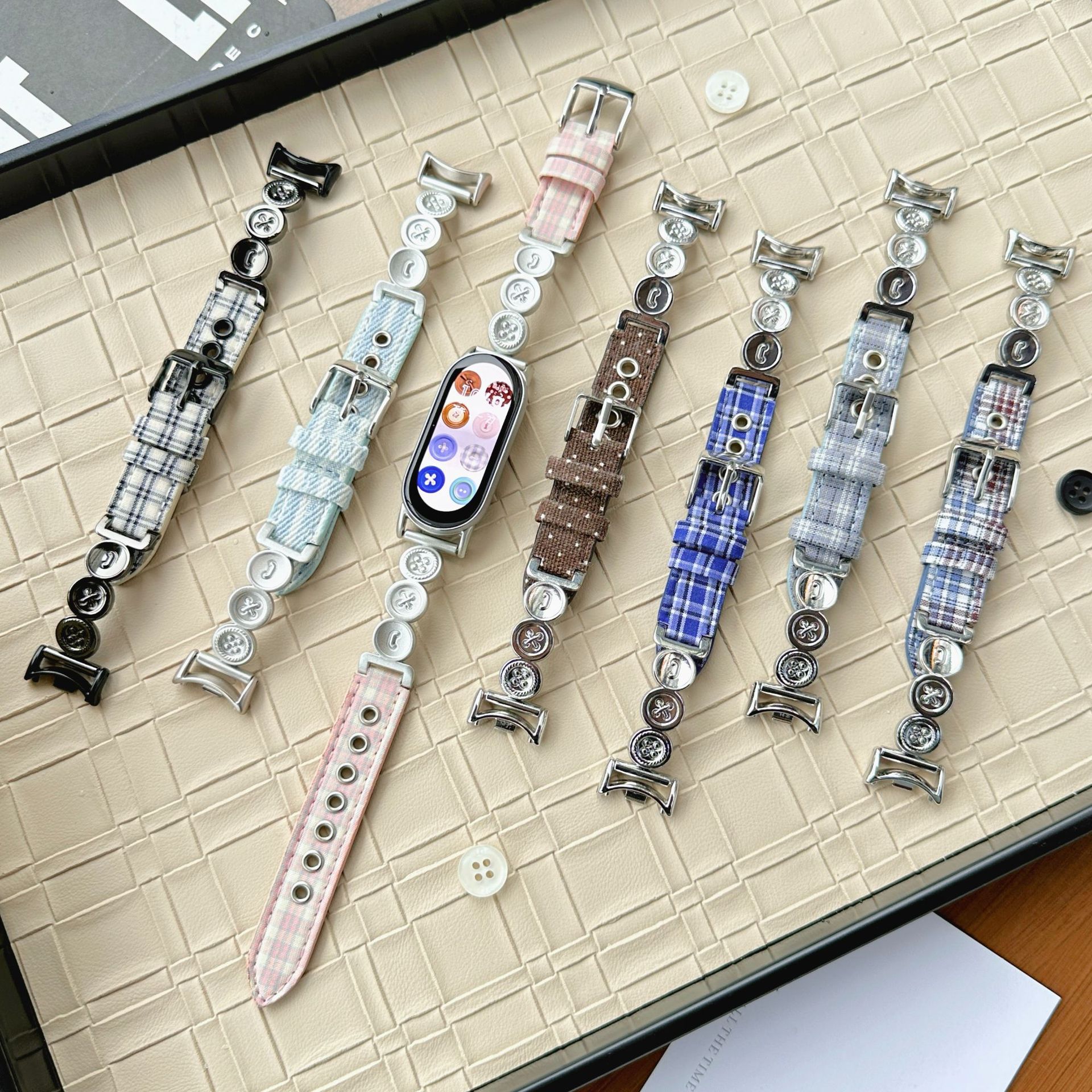 Curved Button Plaid Strap Suitable for Xiaomi 9/10 Strap Xiaomi 8Pro Redmi Watch4 Strap