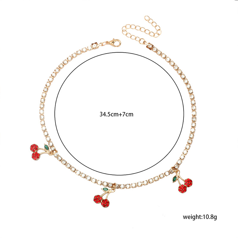 Internet-berühmtheit Cold Wind Obst Kirsche Halskette Weibliche Nische Design Sinn Leichte Luxus Strass Temperament Choker Schlüsselbein Kette display picture 1