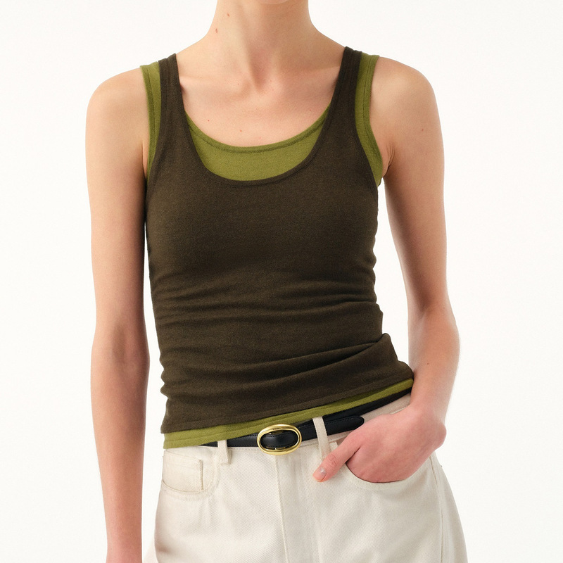 Just need B into Germany BIELLA washable silk wool M1U style contrast color knitted vest short sleeve t