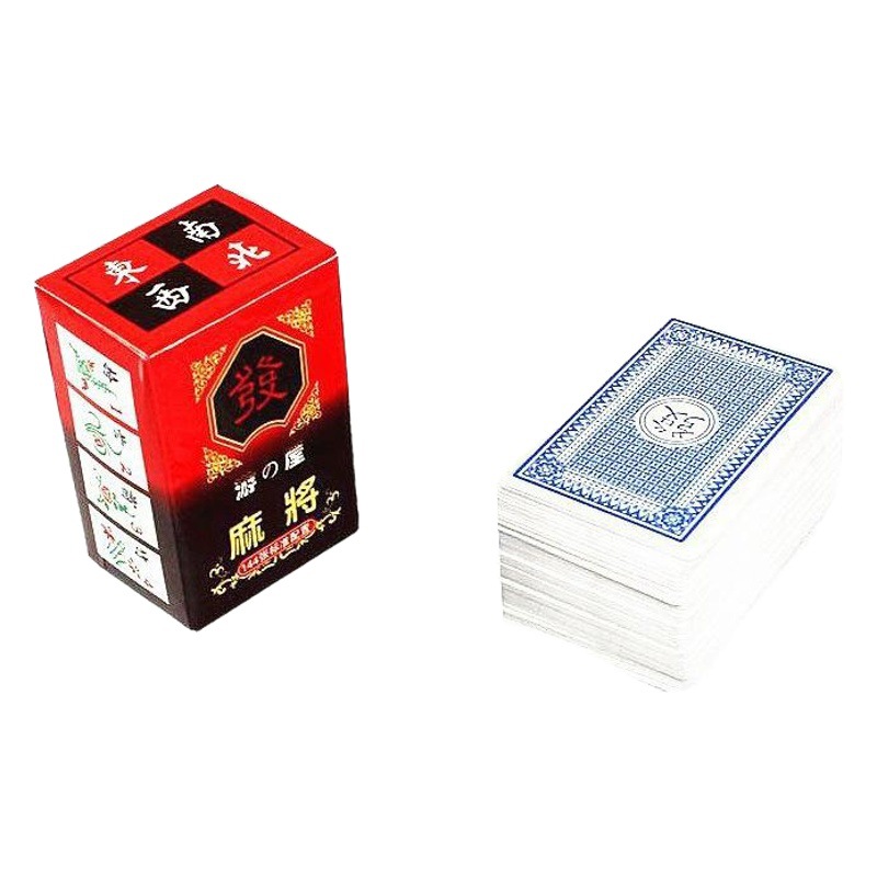 Paper Mahjong Waterproof Plastic pvc Solitaire Mahjong Send 2 Dice Storage Bag Travel Mahjong Poker Silent Portable Belt