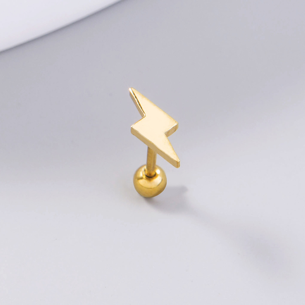 Fashion Stainless Steel Lightning Earrings Simple Stud Earrings_colorza_1