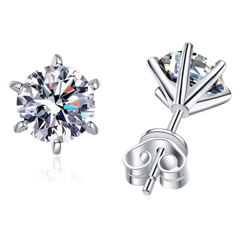 Aretes de plata s925 para hombres y mujeres aretes roscados aretes de moissanite Garra de Tigre aretes de seis garras aretes de platino pendientes de diamantes