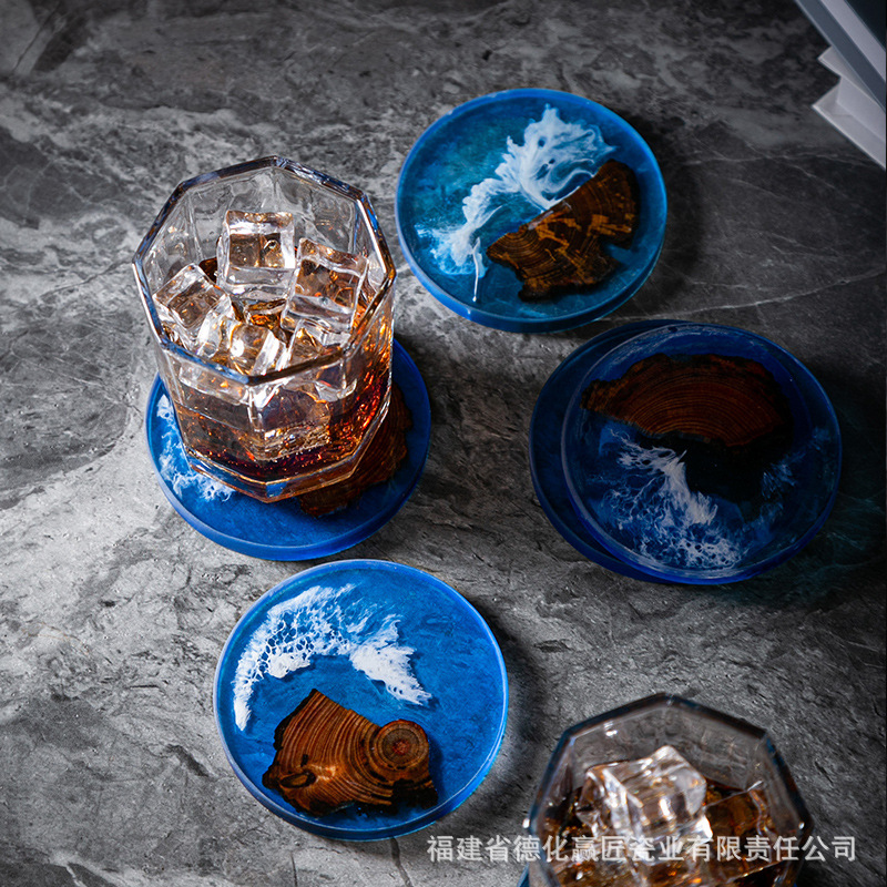 Taza de té de madera de estilo japonés estera de aislamiento de resina portavasos simple Junta creativa ceremonia del té partes hogar yabei Mat té