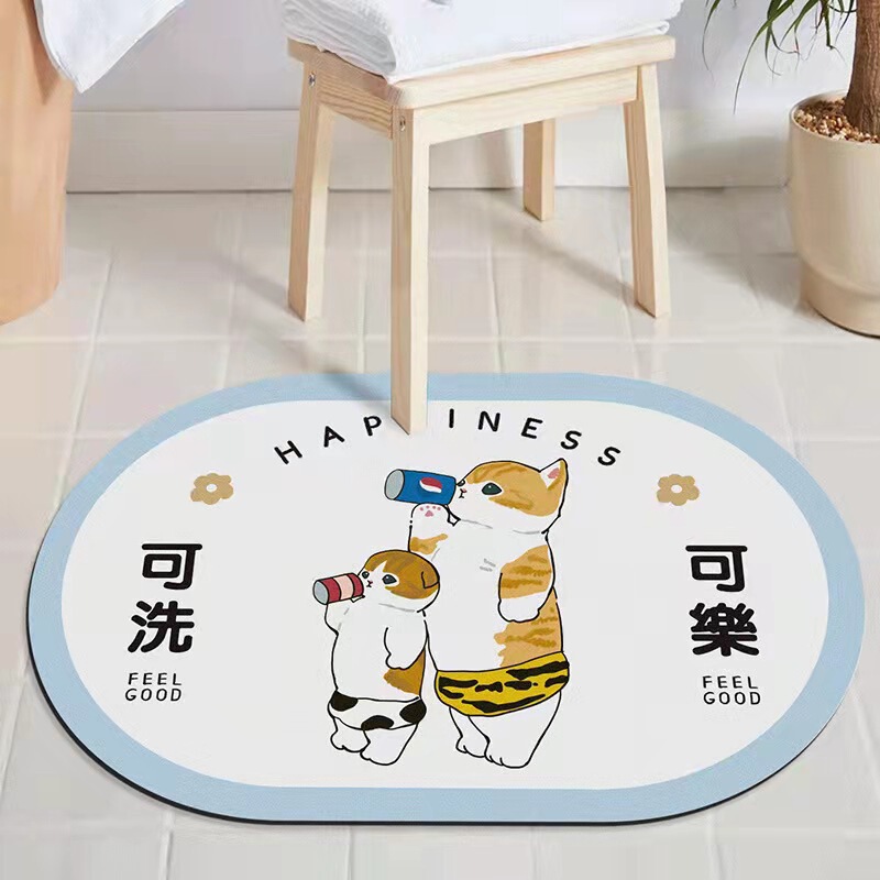 Spot cartoon absorbent floor mat quick-drying toilet door cushion non-slip household toilet bathroom foot mat Spot cartoon absorbent floor mat quick-drying toilet door cushion non-slip household toilet bathroom foot mat