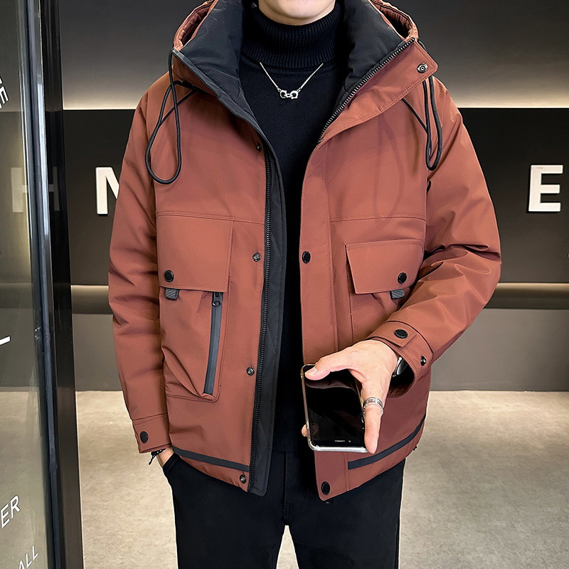Cold-proof Down Jacket Men's Laps Men's Down Jacket Long White Duck Down Light and Thin Fashionable Down Jacket for Teenagers Men