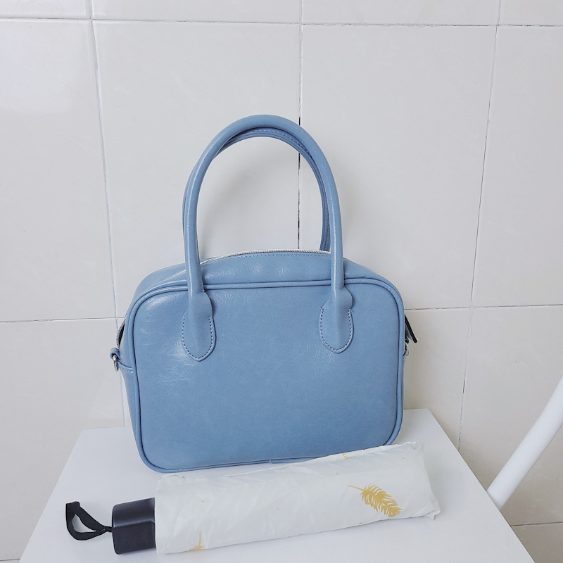 Design di nicchia coreano con la stessa borsa color crema e una borsa elegante, borsa quadrata con croce diagonale a spalla singola_voghion.com