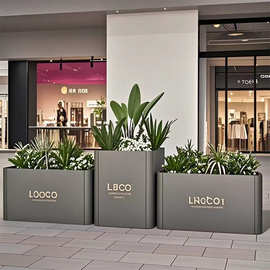 浙江厂家户外不锈钢花箱铁艺花槽市政花坛花池隔断商场售楼部花架