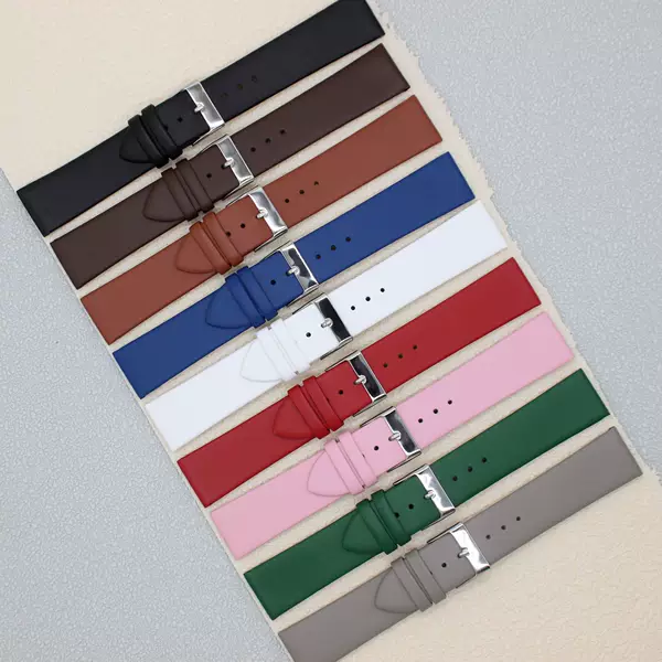 Genuine Leather Watch Strap, Thin, Plain Weave, Needle Pattern, No Stitching, Universal Style, 8-24mm