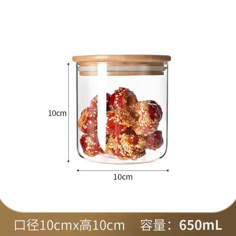 Tanque de sellado de vidrio transparente de alto borosilicato con tapa de granos granos granos de café lata de almacenamiento de vidrio lata de té impresa logotipo