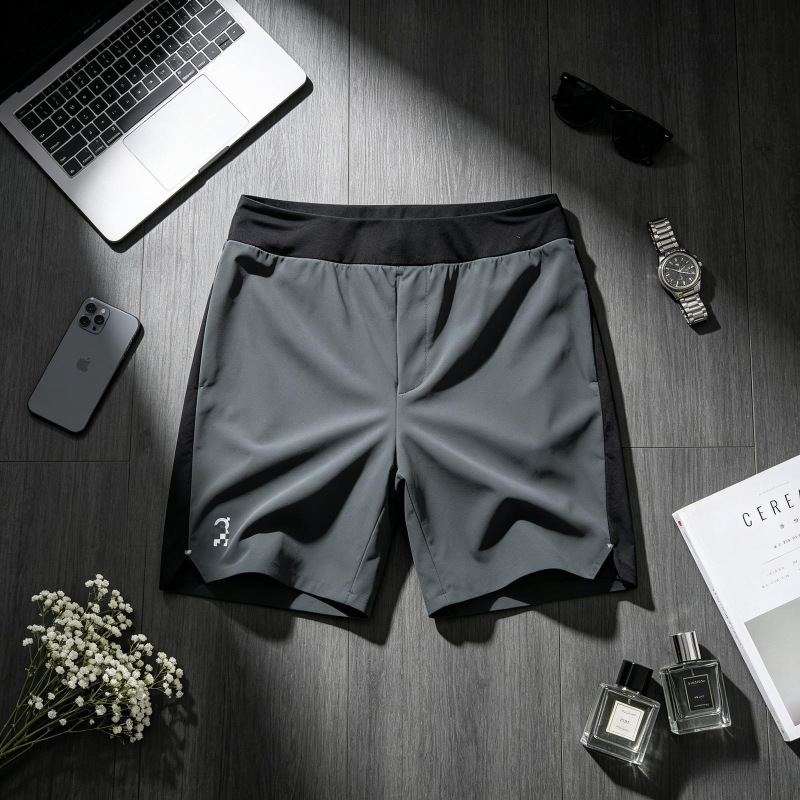 Onaungjia's New Summer Style Men's Outdoor Sports and Leisure Thin Ice Silk Shorts, Available for Dropshipping, in Black and Navy Blue