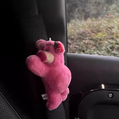 Car Gear Shift Decoration Plush Car ornaments - strawberry-bear-seat-belt-shoulder-cover