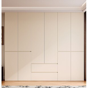 Bedroom Wardrobe Cream Style Combination Double Door Small Apartment Cabinet Economical Storage Cabinet Large Capacity New Product