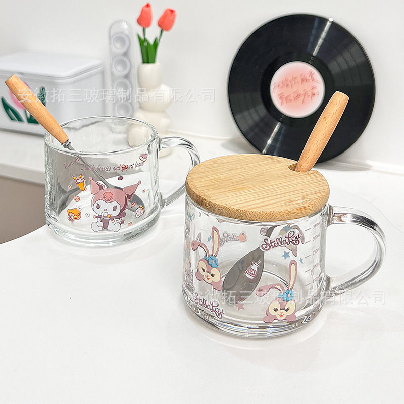 Taza de leche con tapa Taza de pajita Calefacción doméstica con cuchara Taza de impresión linda Taza de desayuno INS Taza de avena Estilo ins