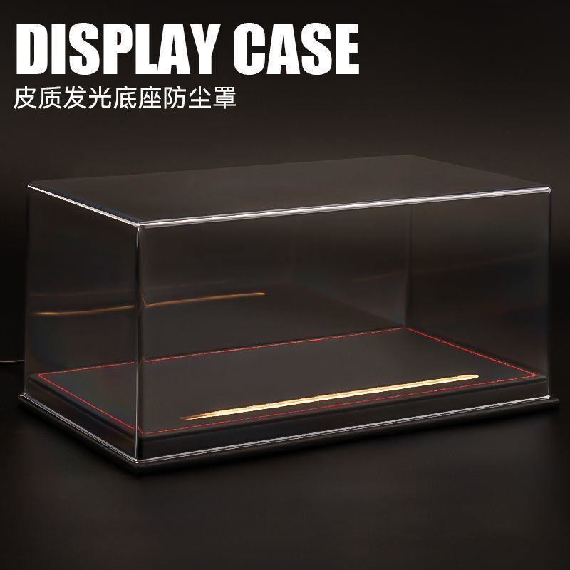 Car Model Solid Wood Leather High Transparent Dust Cover Hand-Made Car Model Display Box Storage Box Collection Ornaments Gift Box