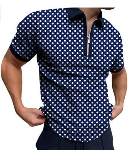 Comercio exterior europeo y americano primavera nueva moda casual popular impresión polo camiseta con cremallera hombres envío gratis