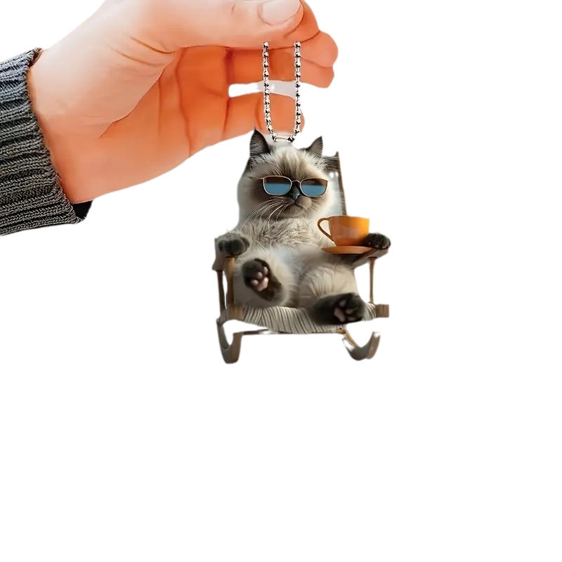 新しい2Dクロスボーダーかわいい猫アクリル材質平面自動車吊り下げバックパック部品家庭装飾|undefined