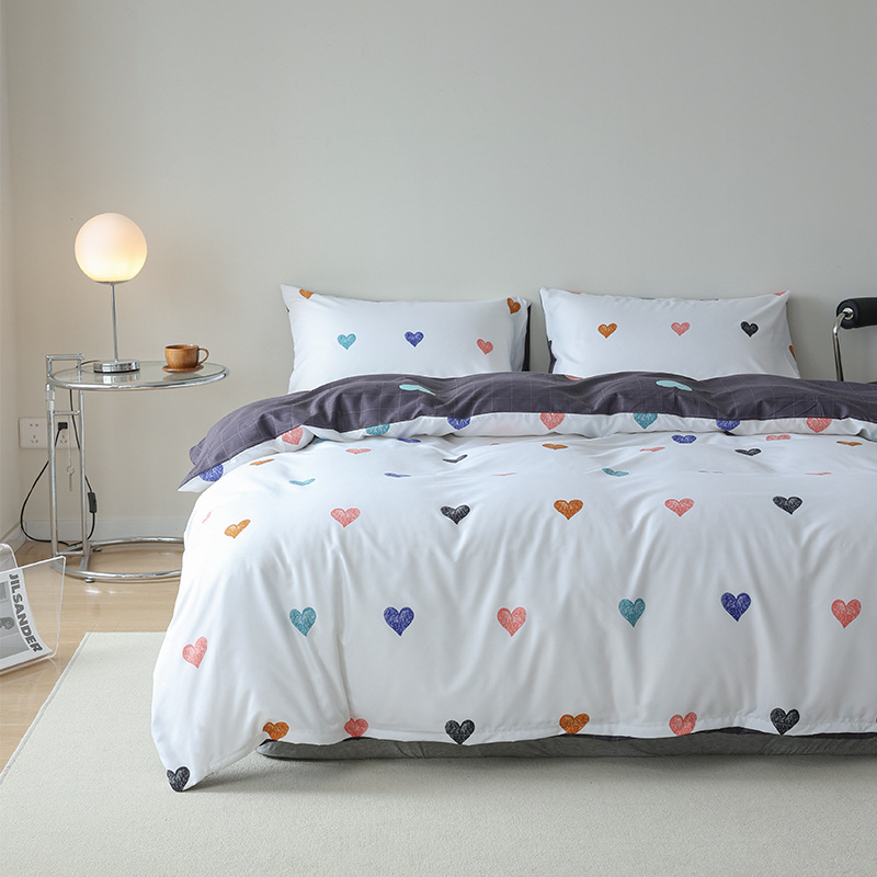 跨境家纺亚马逊速卖通ebay爱心印花被套枕套三件套一件代发