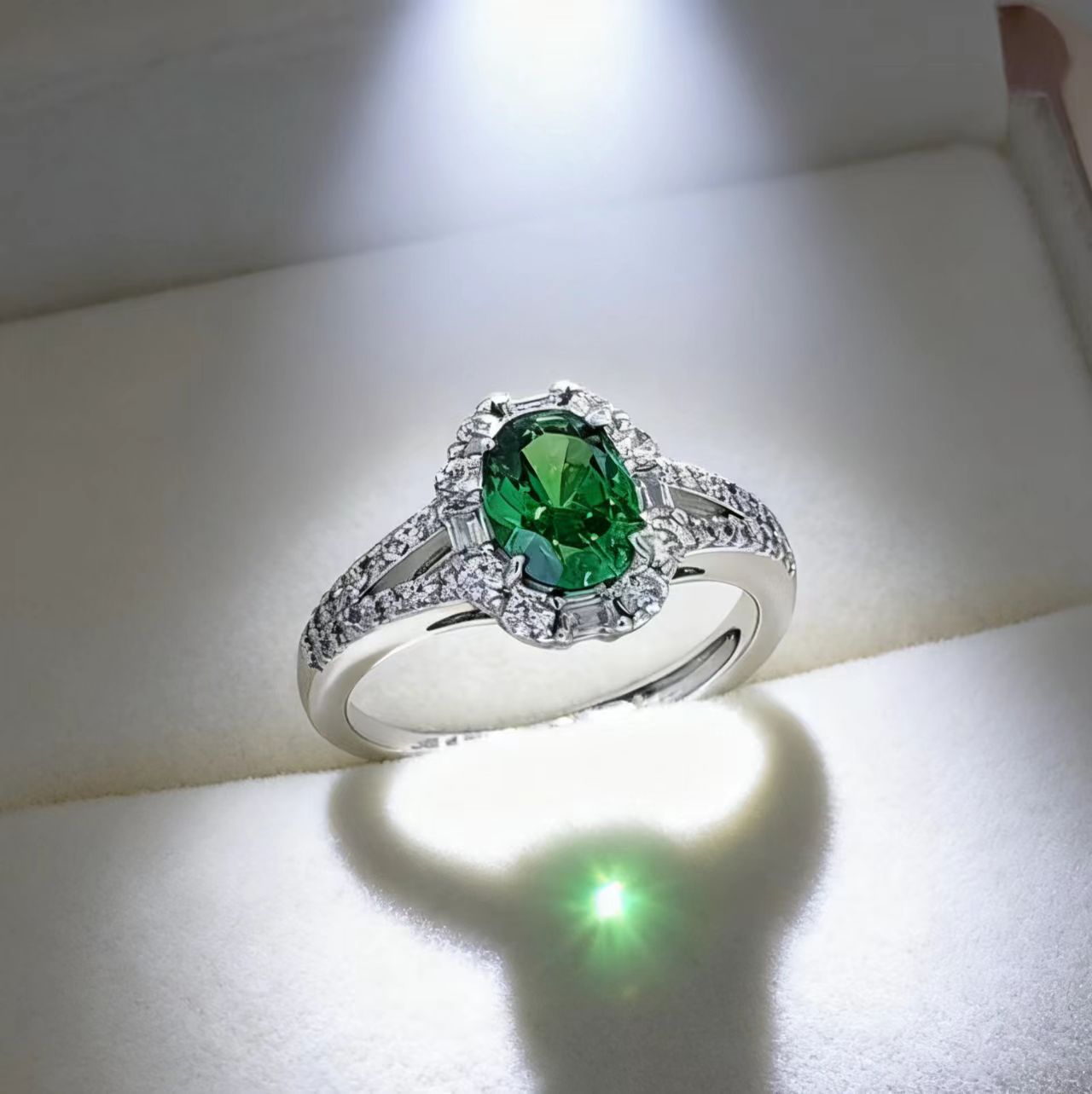 Simulated Natural Emerald Adjustable Ring For Women Green Gemstone_voghion.com