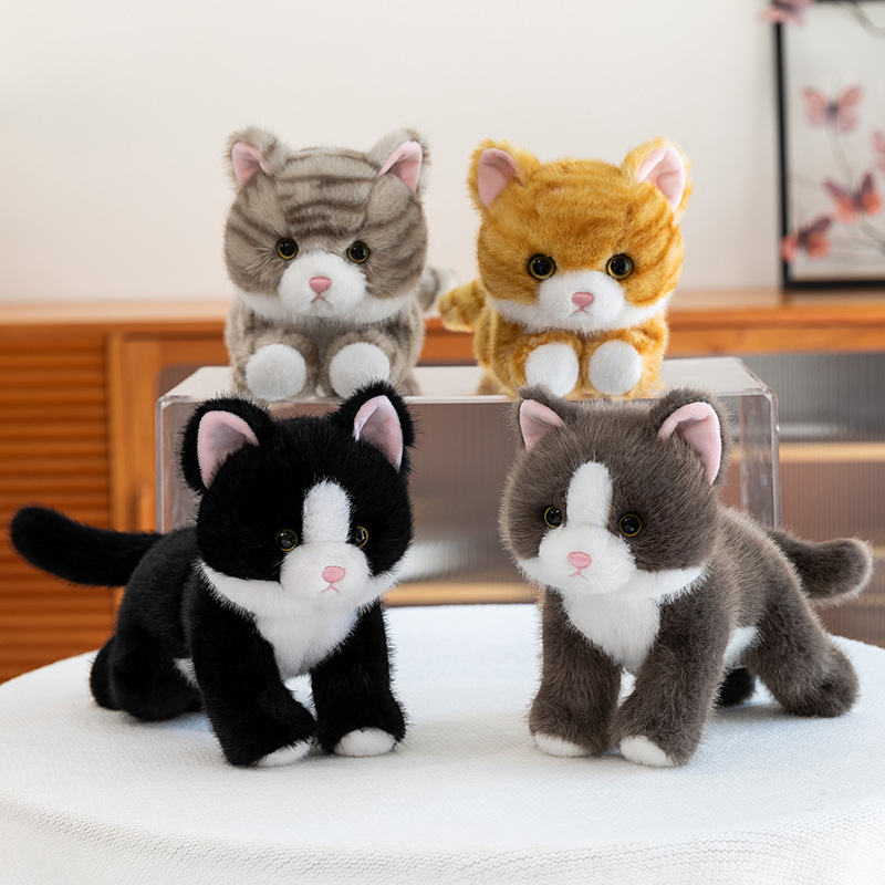 可爱乖乖猫毛绒玩具儿童玩偶女生办公条纹猫摆件生日礼物跨境批发