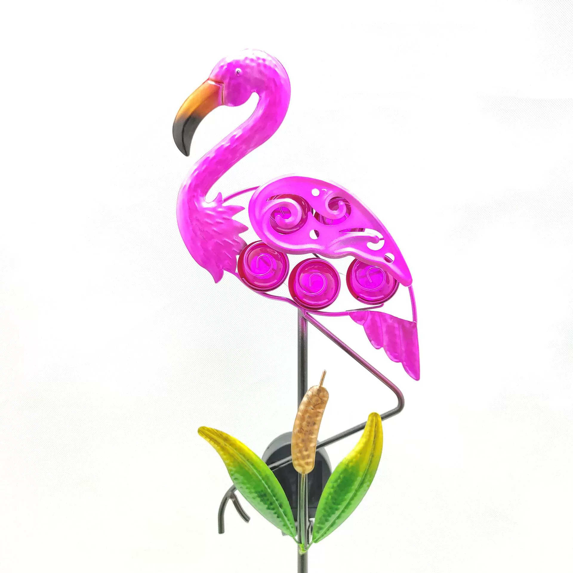 Солнечный полый Розовый фламинго Открытый Солнечный сад украшение сада железная мозаика газонная лампа