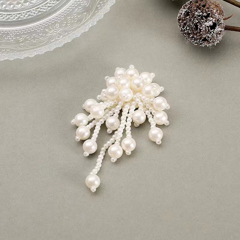 韩版超百搭珍珠鞋扣蝴蝶结珍珠串鞋子配饰鞋装饰 