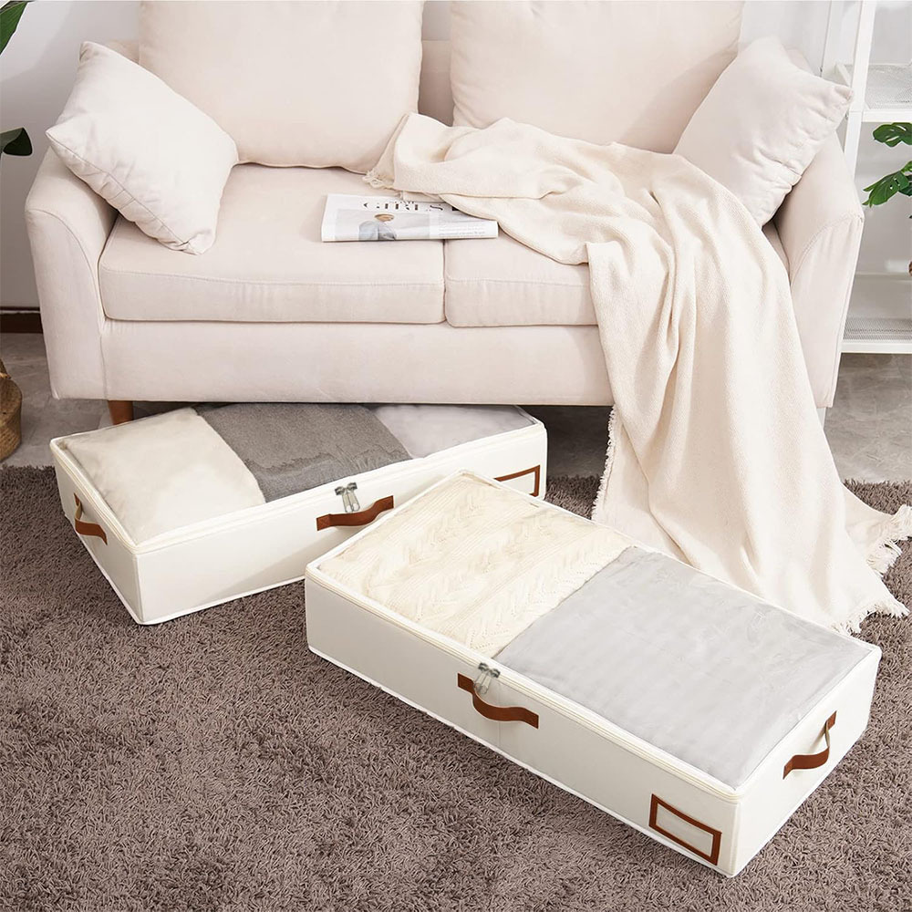 Under-Bed Storage Box for Clothes and Quilts, Moisture-Proof Storage Box for under the Bed, Flat Foldable Box, No Installation Required, Portable Storage