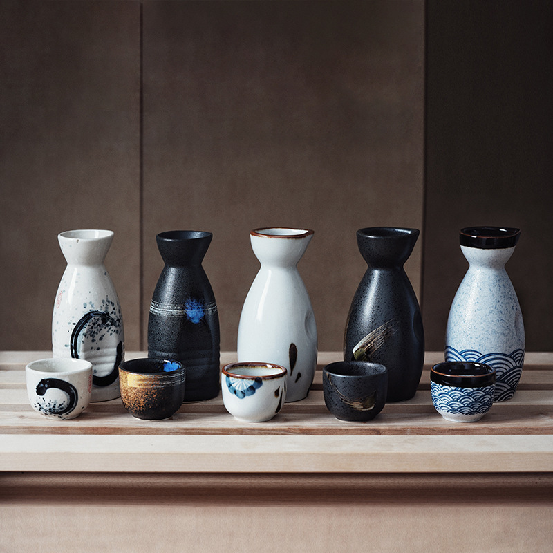 Estilo japonés botella de vino de sake traje de restaurante casero vintage dispensador de vino de cerámica separador de vino Vino Blanco taza de té jarrón