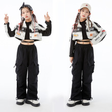 街舞儿童潮服男童帅气hiphop架子鼓表演服女童爵士舞走秀演出服秋