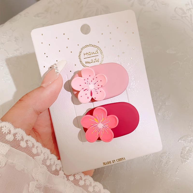 Flores rosadas pinzas de cabello 2025 nueva dulce frente lateral de la mujer frange pinzas de cabello rotas lindas pinzas de boca de pato sin marcas