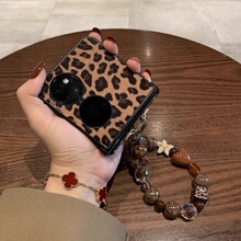 棕色豹纹适用华为Pocket2/S折叠屏手机壳华为P50宝盒中铰链保护套