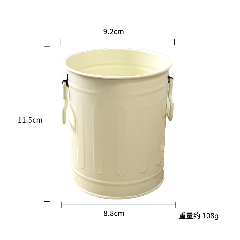 Mayorista transfronterizo creativo bolígrafo de hierro forjado multifuncional escritorio pequeño barril de hierro decoración adornos de plantación maceta de flores de carne