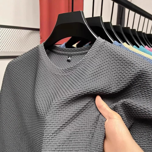 Men's Ice Silk Quick Dry T-Shirt Summer Short Sleeve Mesh Breathable Exercise Top for Running - Large Size