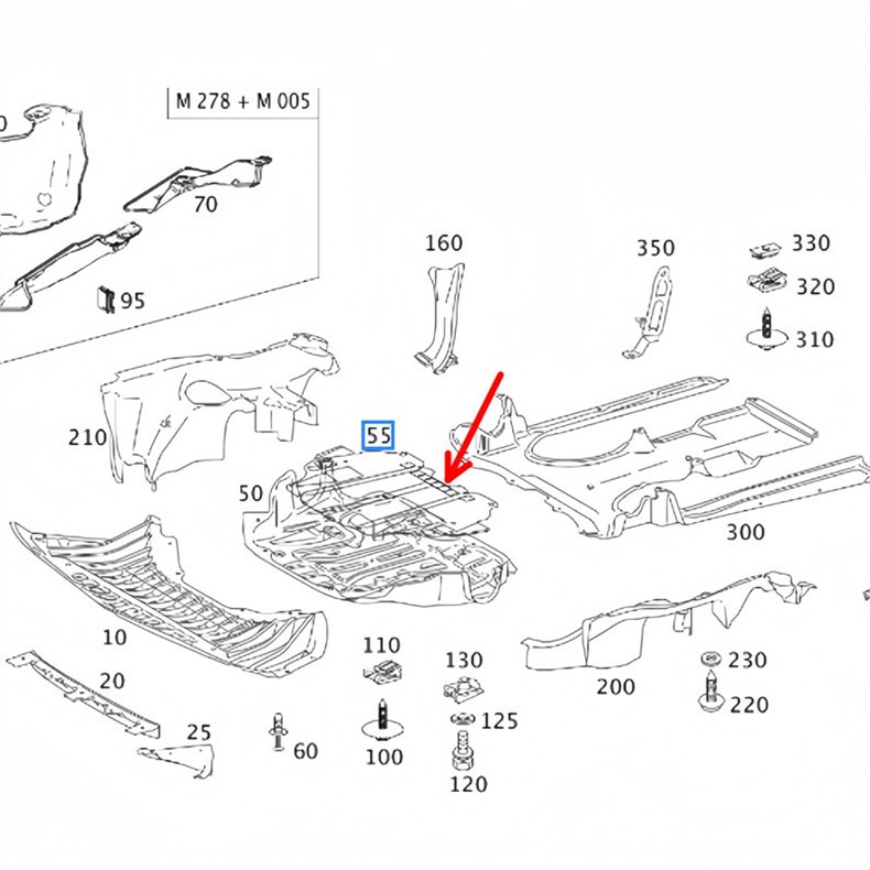 Mercedes-Benz W221 Engine Guard Plate S500 Body Chassis Guard Plate S400 Transmission Guard Plate S350 Underbody Protection