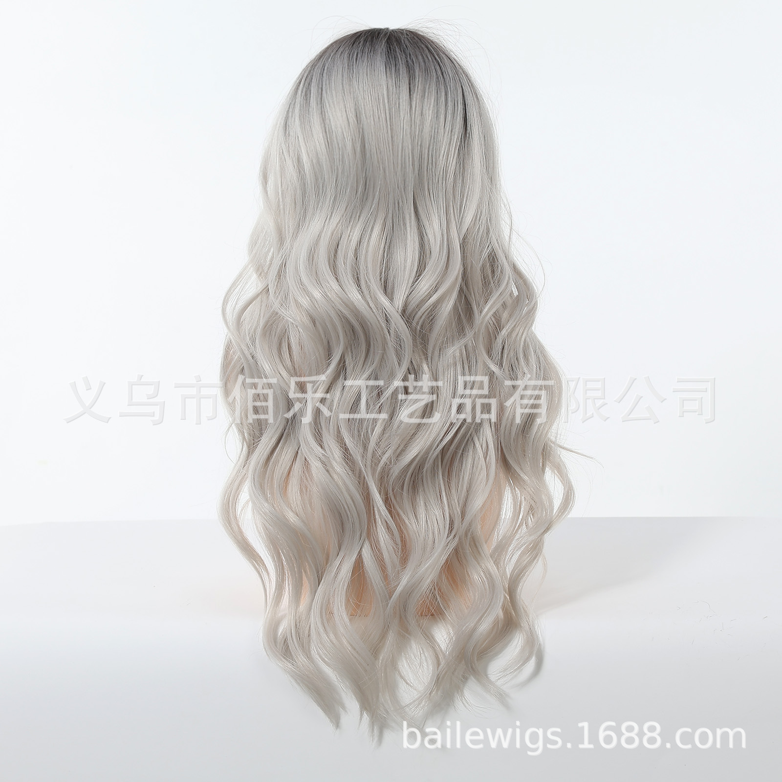 Pelucas de oro platino con pelucas largas frises, cabello de fibra química, cabello de mujer transfronterizo, Europa y Estados Unidos, al por mayor.