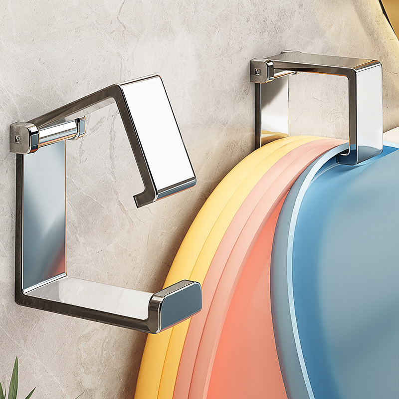 Stainless Steel Basin Hook, No-Drill Bathroom Basin Storage Rack, Bathroom Shelf, Bath Basin Hanging Rack