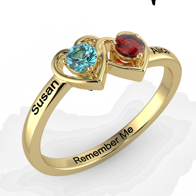 Shenchen Stone Ring for Women and Men with Diamonds, Engagement, Japanese and Korean Fashion Ring, Engraved Birthday Gift, Copper Electroplating