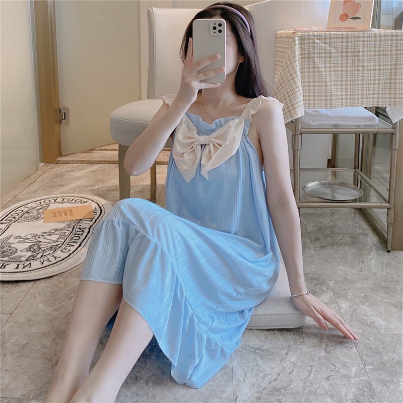 2023 camisón de verano de las mujeres suspender pijamas dulce lindo arco estudiante en línea rojo ins estilo desgaste del hogar de verano