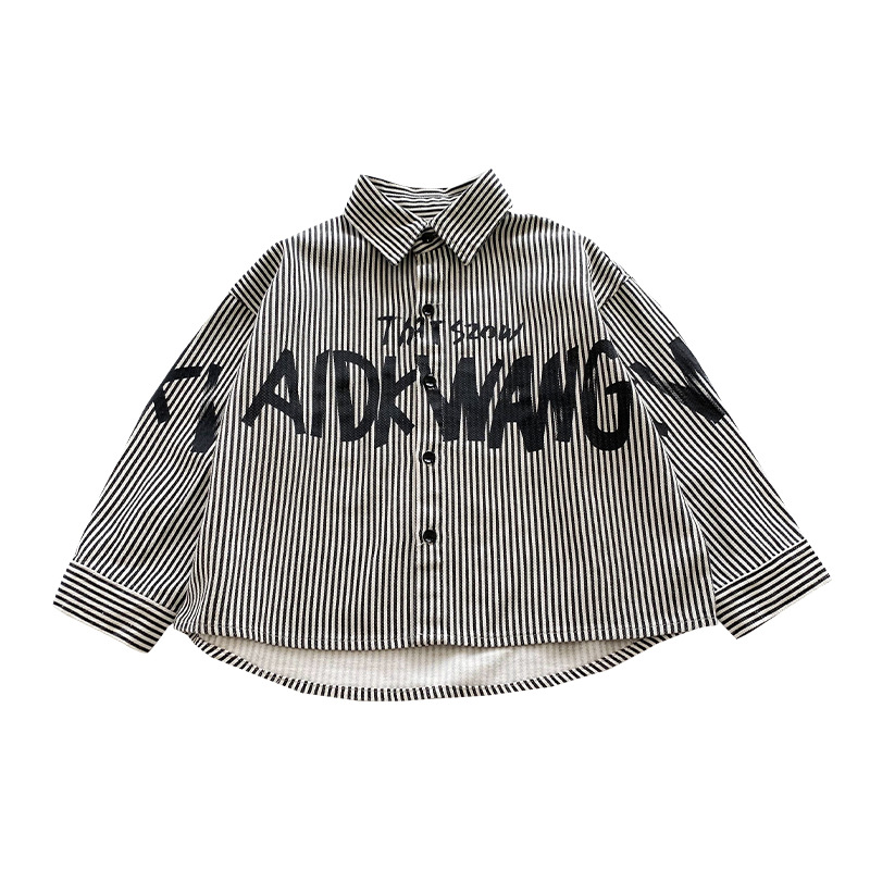 Camisa para niños camisa blanca para niños primavera y otoño 2024 primavera nuevos niños estilo coreano camisa a rayas de moda