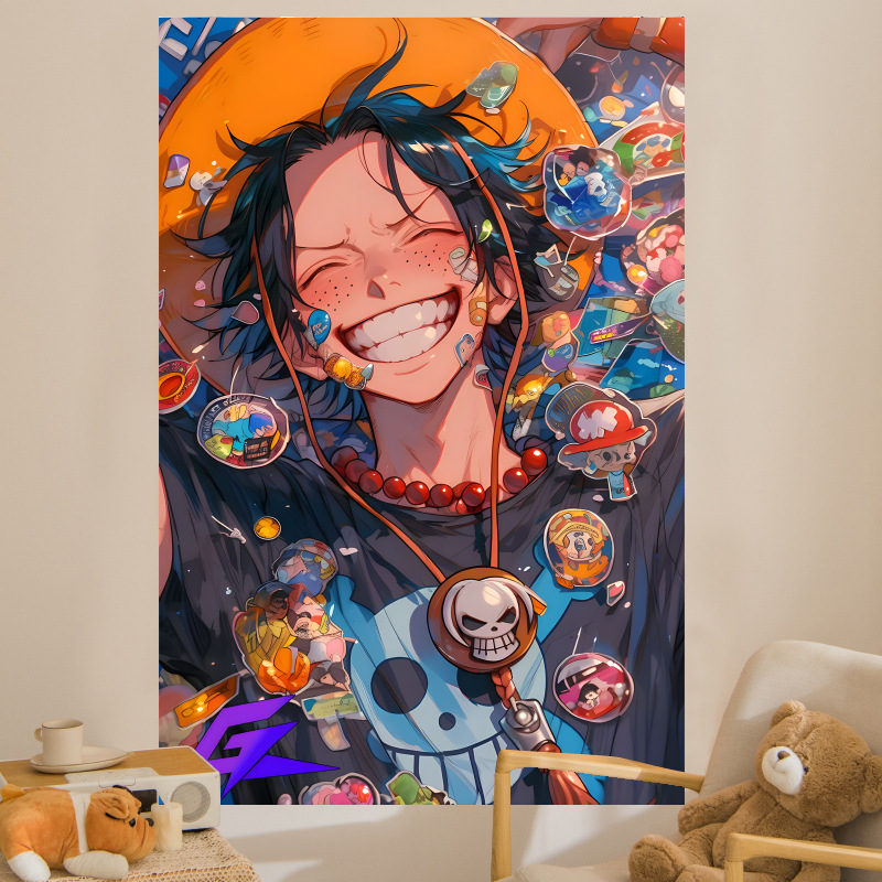 One Piece Vertical Background Cloth ins Hanging Cloth Poster Animation Dormitory Bedside Wall Decoration Wall Cloth Luffy Wall Cloth