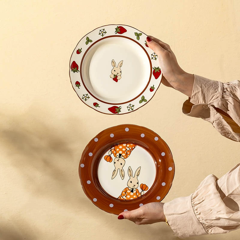 Cartoon cute rabbit, high quality brand tableware, ceramic fermented glutinous rice, set