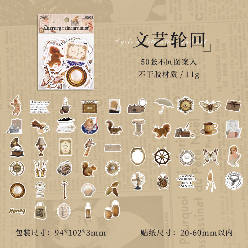Retro recolección de pegatinas de cuentas de mano bolsas DIY cuentas de mano diario decoración material base pegatinas de papelería transfronterizas