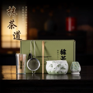 手绘清竹岩纹抹茶道陶瓷抹茶碗茶筅立百本立仿宋打抹茶器茶具配件