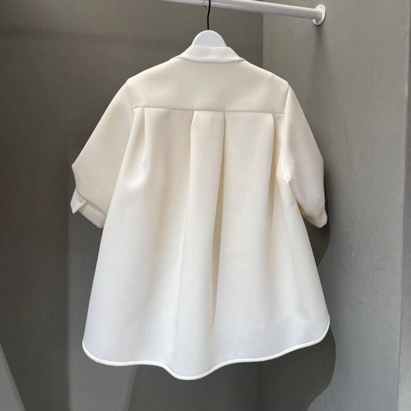 FOG SACAI 25秋款拼接针织开衫宽松休闲短袖外套百搭显瘦中袖上衣|undefined