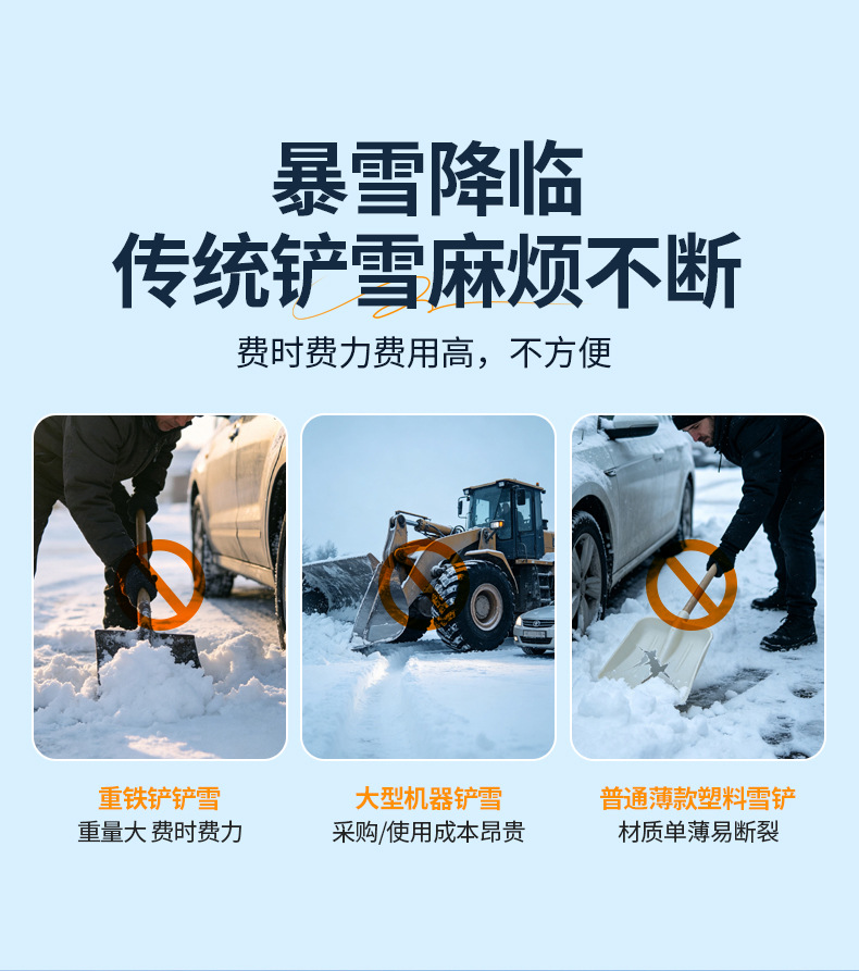Cross-border best-selling car snow shovel, detachable snow shovel, snow brush, iron shovel, ice scraper, soft silicone, aluminum alloy, retractable