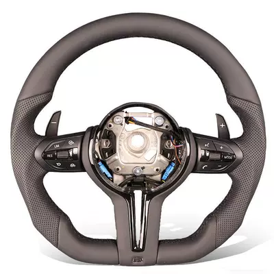 Suitable for Bmw F10 F15 F31 F40 X3 E83 X5 450I Upgraded Black Modified Steering Wheel (Steering wheel) - perforated-leather