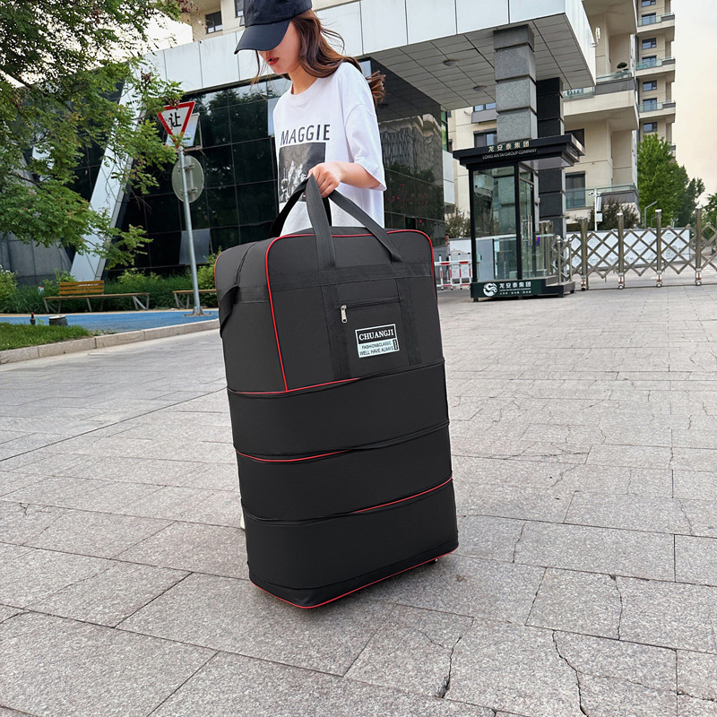 Bolso de viaje de expansión de múltiples capas plegable transfronterizo, equipaje de gran capacidad, equipaje aéreo, almacenamiento en movimiento, remolcador, bolsa de lona